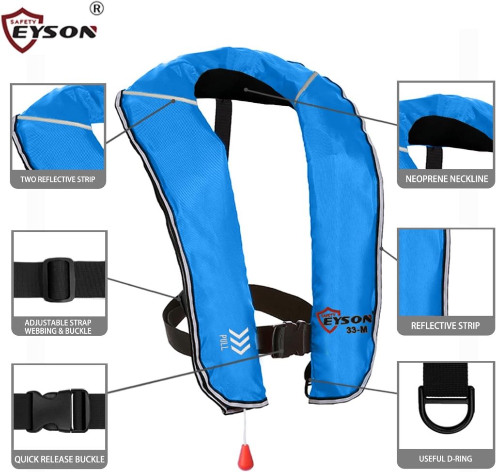 Eyson Inflatable Life Jacket Inflatable Life Vest for Adult Classic Manual Eyson Inflatable Life Jacket Inflatable Life Vest for Adult Classic Manual